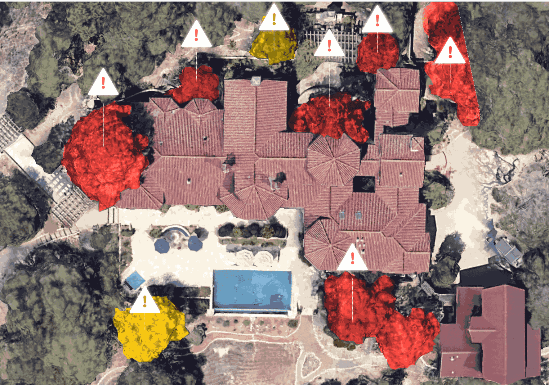 Satelife wildfire mitigation tool shows wildfire damage risk factors on map